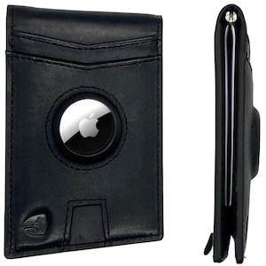 Cartera minimalista Bryker Hyde con bolsillo para tarjetas extraíble, clip para billetes, soporte AIRTAG incorporado, cuero de grano completo, color negro carbón