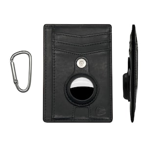 Minimalist Leather Wallet with AirTag Holder, RFID Blocking