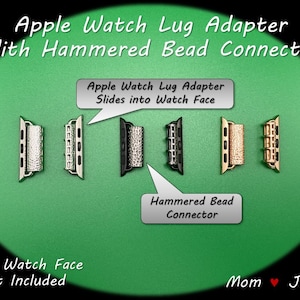 Apple Watch Connector Adapter | Pre-Assembled | Attached 22mm Hammered Bead Connector | 38 40 41mm | iWatch | DIY Watch Lug Finding Adapter