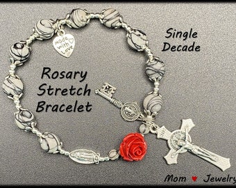104-Rosary-Bracelet | Catholic Rosary Bracelet | Catholic Rosary | Rosary Stretch Bracelet | Decade Rosary | Single Decade Rosary Bracelet