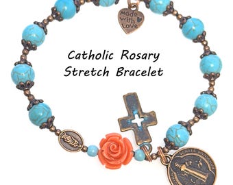 116-Rosary-Bracelet | Catholic Rosary Bracelet | Catholic Rosary | Rosary Stretch Bracelet | Decade Rosary | Single Decade Rosary Bracelet