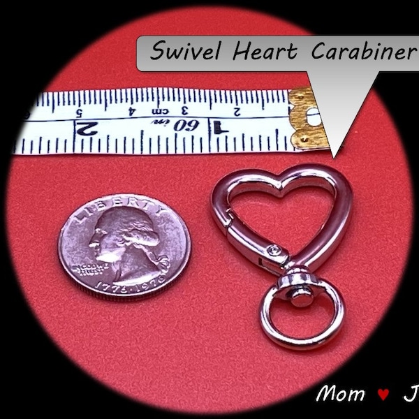 Heart Swivel Carabiner Clasp 40mm x 25mm | Self Opening Self Closing | Heart Clasp | Triggerless | Purse Backpack Tote Lunch Bag Lanyard