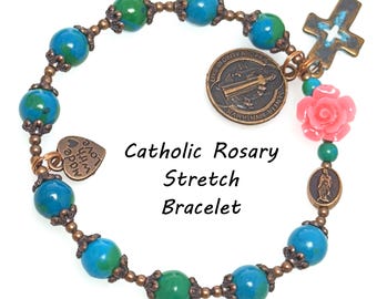 114-Rosary-Bracelet | Catholic Rosary Bracelet | Catholic Rosary | Rosary Stretch Bracelet | Decade Rosary | Single Decade Rosary Bracelet