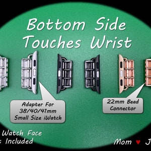 Apple Watch Lug Adapter with Attached Hammered Bead Connector | Pre-Assembled | Attached 22mm Hammered Bead Connector | For 38 40 41mm Apple Watch iWatch | DIY Watch Lug Finding | Adapter Connector for Small Size Apple Watch | Silver Black Rose Gold