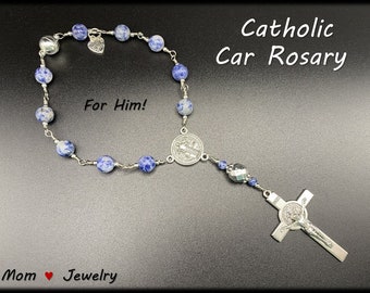 104-Car-Rosary | Catholic Car Rosary | Catholic Rosary | Car Rosary | Rosary | St Benedict | Saint Benedict | Travel Rosary | Pocket Rosary