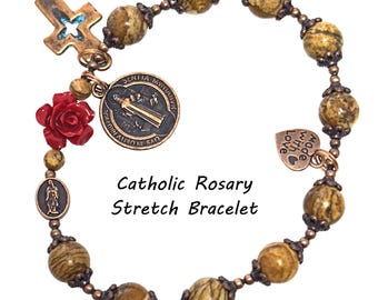 117-Rosary-Bracelet | Catholic Rosary Bracelet | Catholic Rosary | Rosary Stretch Bracelet | Decade Rosary | Single Decade Rosary Bracelet