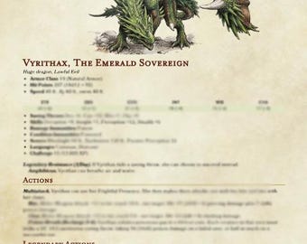 Vyrithax, der smaragdgrüne Sovereign – 5e Digitaler Statblock