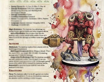 Hellswarden Justiciar | 5e Setting-Neutral Fiend Boss, Old School Ink Art & VTT Token Bundle