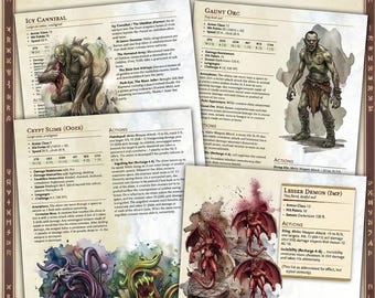 Ancient Evil Bestiary & Statblocks Pack | 5e Homebrew Monster Manual Expansion | Over 30 High Resolution PDF Digital Stat Blocks