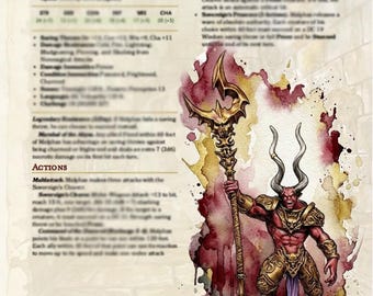 Malphas, The Legion Sovereign | 5e Setting-Neutral Fiend Boss, Old School Ink Art & VTT Token Bundle