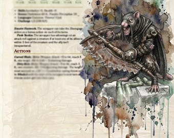 Vermin Scrapper | 5e Setting-Neutral Ratkin NPC, Old School Ink Art & VTT Token Bundle