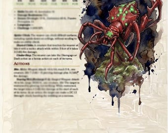 Cinder-Back Weaver | 5e Setting-Neutral Volcanic Spider, Old School Ink Art & VTT Token Bundle