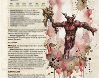 Ruin-Bringer Dreadknight | 5e Setting-Neutral Undead Boss, Old School Ink Art & VTT Token Bundle
