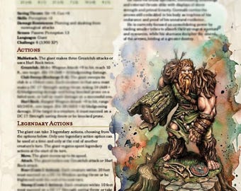Hill Giant | 5e Setting-Neutral Brute Boss, Old School Ink Art & VTT Token Bundle