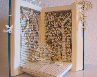Sculpture de livre "Forêt dans le livre", unique