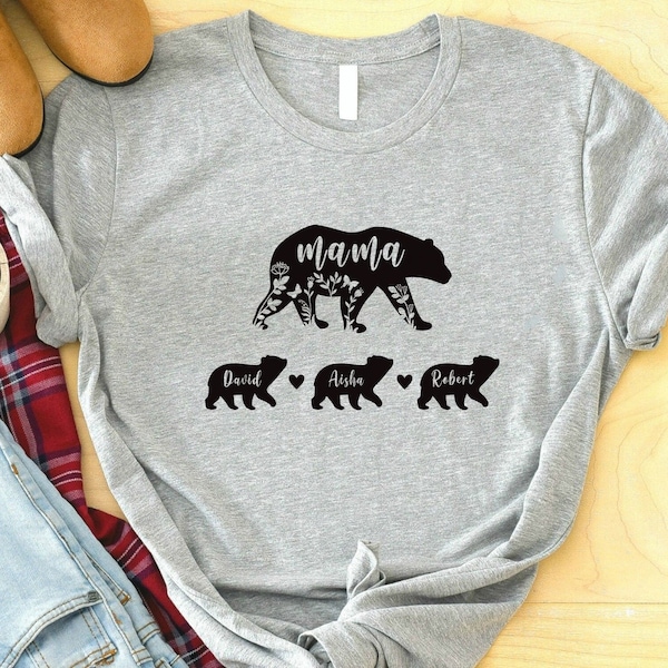 Personalized Mama Bear And Kids Bear Shirt, Custom Mom Shirt With Children Names, Mother's Day Gift, Gift For Mother, Mother And Children