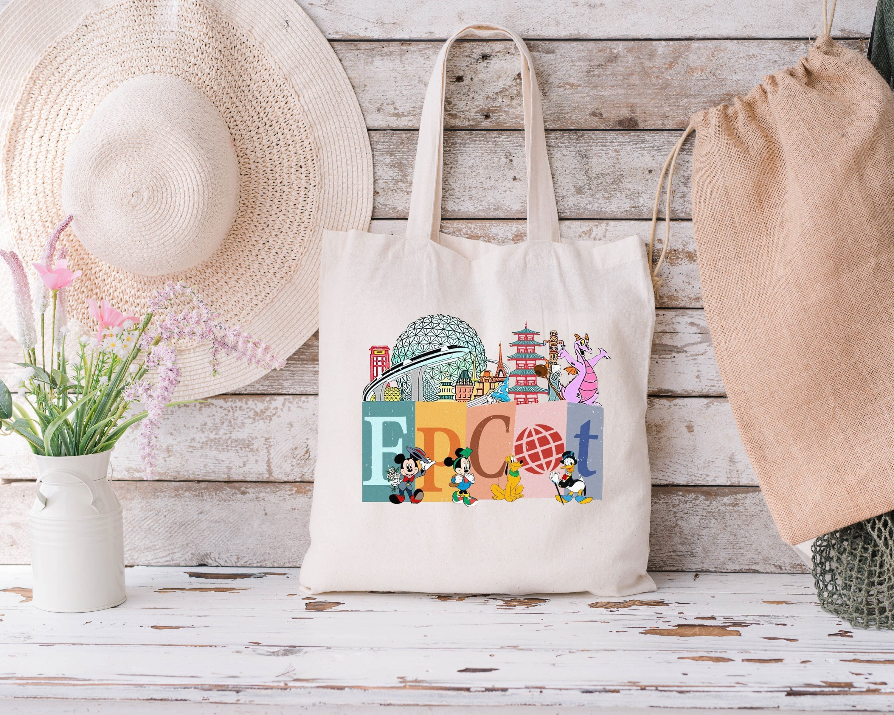 Discover Disneyland Tote Bag, Epcot Tote Bag, Monorail Tote Bag, Disney World Tote Bag