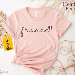 France Shirt with Heart Flag, French Aesthetic Tee, Minimal Travel Shirt, Cute Paris Lover Gift, Flag Shirt for Him, French Pride T-Shirt