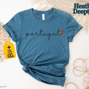 Portugal Shirt with Flag Heart, Cute Portuguese Minimal Tee, Lisbon Pride Gift, Country Aesthetic Shirt for Dad, Travel Souvenir Shirt