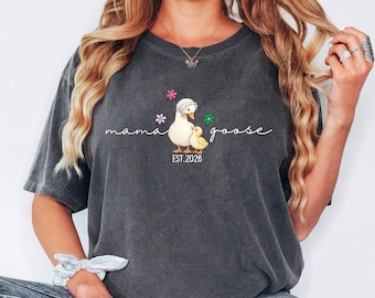 Comfort Colors® Mama Goose Shirt, New Mom Shirt 2026, Motherhood Shirt, Pregnancy Announcement Shirt, Mom To Be Shirt, Baby Shower Gift