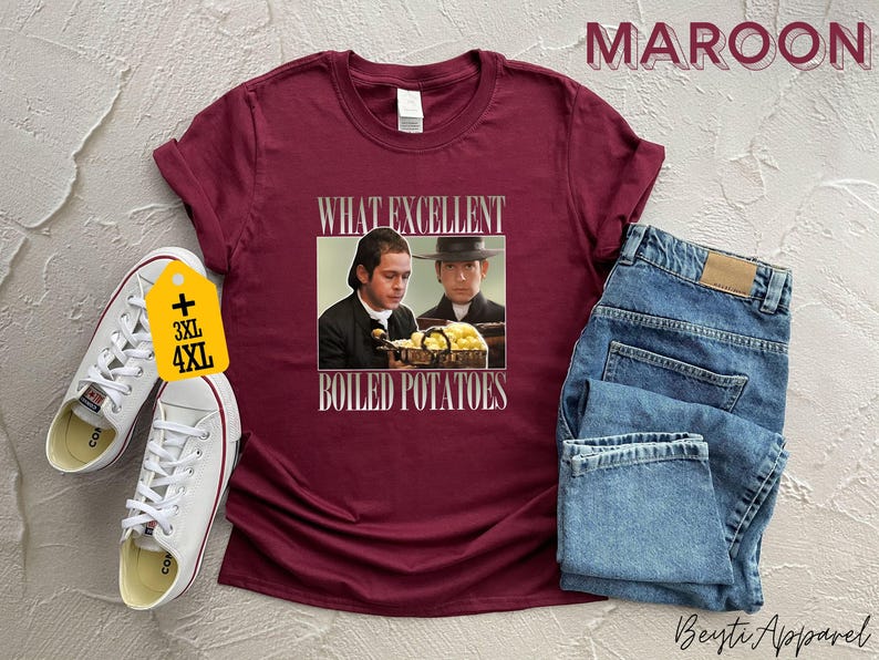 Boiled Potatoes Funny Meme T-Shirt, Pride and Prejudice Tee, Fitzwilliam Darcy Shirt, Bennett Dole Shirt, Movie Graphic Tee image 1