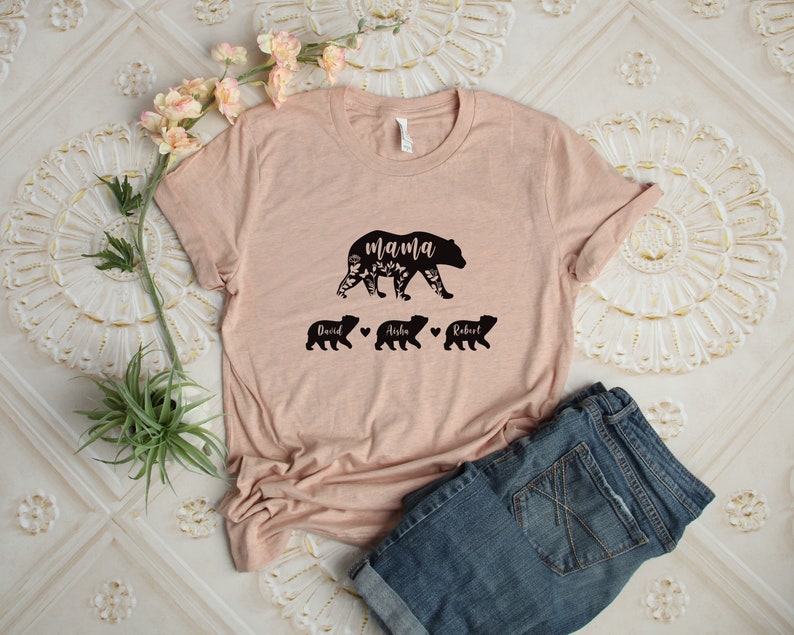 Personalized Mama Bear And Kids Bear Shirt, Custom Mom Shirt With Children Names, Mother's Day Gift, Gift For Mother, Mother And Children image 3