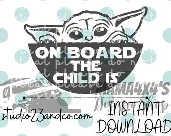 On Board the Child is SVG PNG Sublimation Craft cut cricut silhouette file tea cup coffee starbucks steam hot free