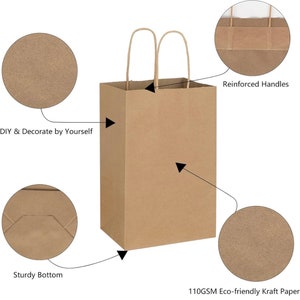 Op de afbeelding: Bruine papieren cadeauzak met versterkte handvatten en een stevige bodem. De tas is gemaakt van 110 g/m&sup2; ecologisch verantwoorde kraftpapier. DIY & Decoreer zelf.