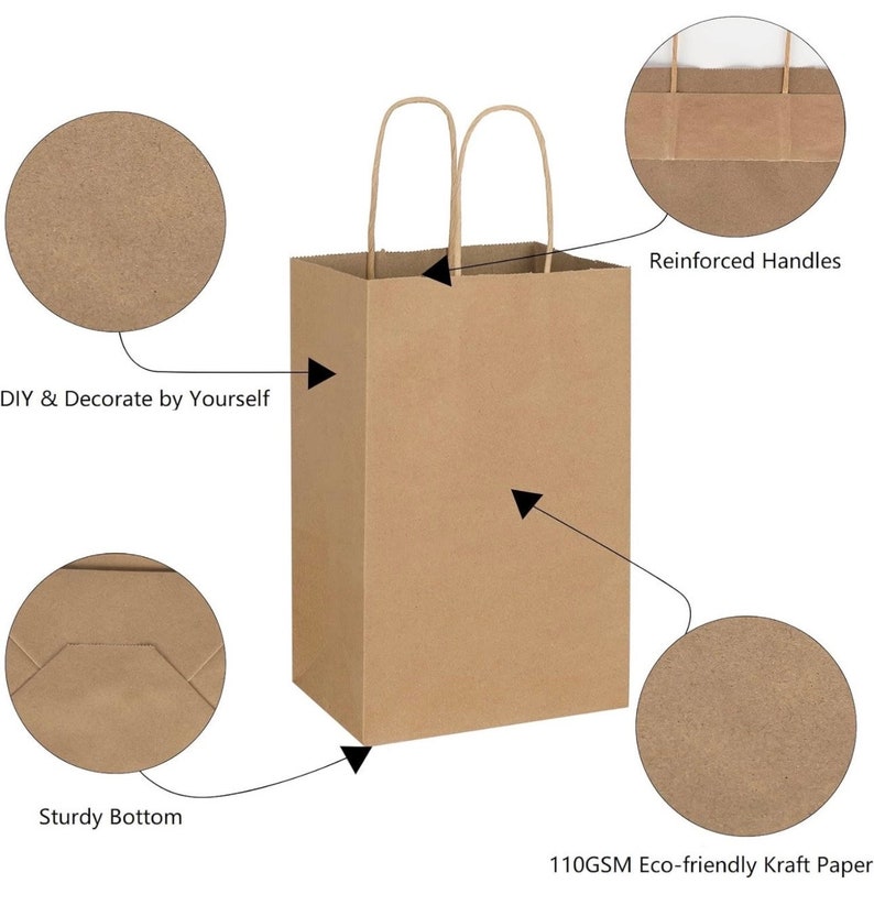 Op de afbeelding: Bruine papieren cadeauzak met versterkte handvatten en een stevige bodem. De tas is gemaakt van 110 g/m&sup2; ecologisch verantwoorde kraftpapier. DIY & Decoreer zelf.