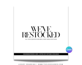 Pre-made "restock announcement" CANVA flyer template | | 100% editable in Canva