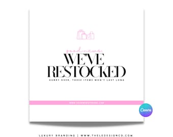 Pre-made "restock announcement" | 100% editable in Canva flyer for boutiques | online stores | hair | makeup | lashes | e-commerce