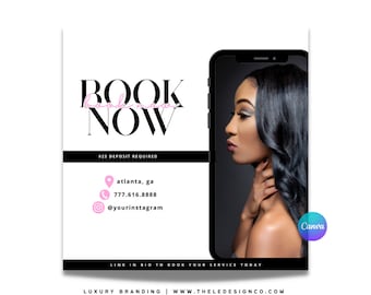 Pre-made "Book now" Canva flyer | 100% editable in Canva