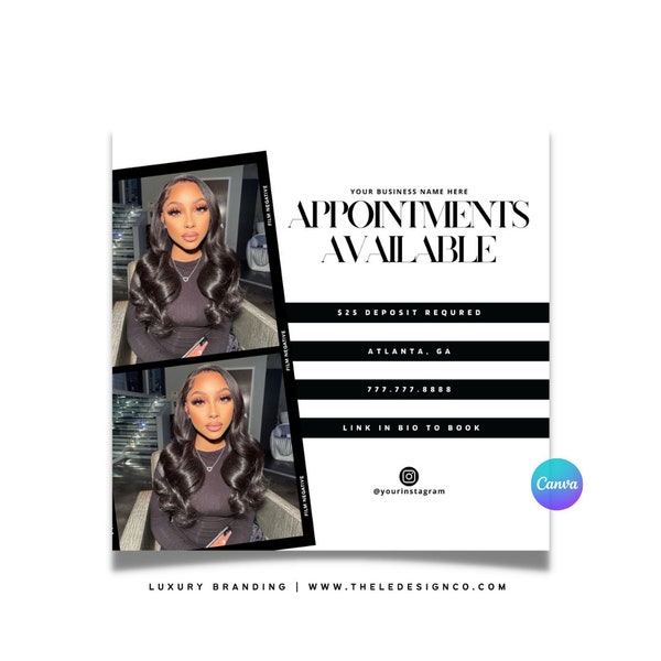 Pre-made "appointments available" flyer | 100% editable in Canva