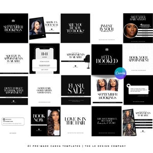 41 Pre-made hairstylist Canva templates | 100% editable Canva flyers for hairstylists | estheticians | lash techs | waxers | nail techs