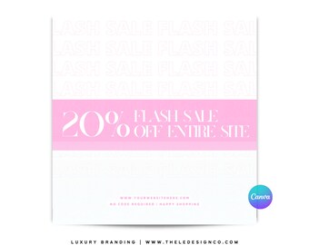 Pre-made "flash sale" Canva template | 100% editable in Canva flyer for boutiques | online stores | hair | makeup | lashes | e-commerce