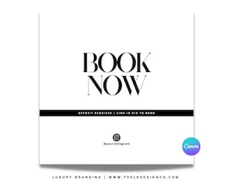 Pre-made "Book now" Canva flyer | 100% editable in Canva