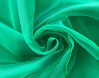 Green Crystal Organza Sheer Fabric by Yard, Lightweight Green Material Organza for Apparel, Sheer Fabric for Bridal, Fabric for Curtains