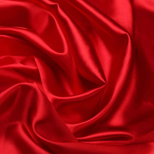 Red Silk Charmeuse, Red Stretch Charmeuse, Red Silk Fabric by the Yard, Silk Satin fabric, Luxurious Silk for Gowns and Bridal dresses