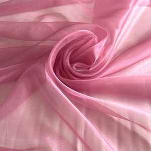 Mauve Crystal Organza Fabric by Yard, Lightweight Sheer Fabric for Curtains, See through Fabric Organza for Dresses, Fabric for Decor