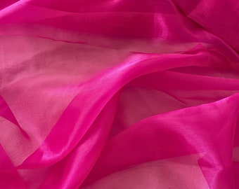 Fuchsia Organza by Yard, Soft & Transparent Hot Pink Organza for Apparel,Fuchsia Sheer Organza for Decor,Arch decor,Sheer Fabric for Gowns