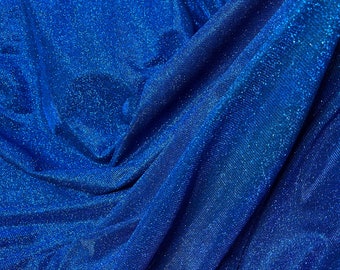 Royal Blue Lurex Glitter Fabric, Shimmer Fabric, Royal Blue Glitter Fabric for Gown,Dress,Backdrop, Luxurious Fabric for Party-wear,Decor