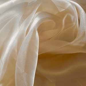 Champagne Sheer Organza Fabric by the Yard, Champagne Oganza See Through Fabric for Wedding Gowns, Apparel and Decor image 3