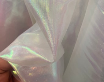 Iridescent Sheer Organza Fabric by Yard, Holograph Fabric, Shimmer Organza for Gowns, Fabric for Cosplay, Apparel, Decor