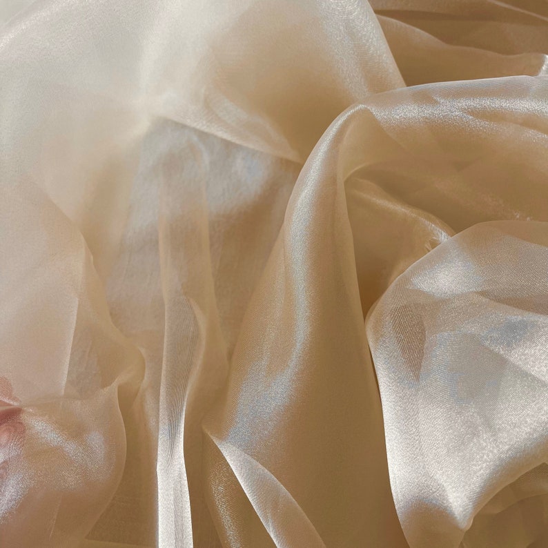 Champagne Sheer Organza Fabric by the Yard, Champagne Oganza See Through Fabric for Wedding Gowns, Apparel and Decor imagem 6