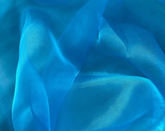 Sky Blue Organza Fabric by Yard, Sheer Organza Fabric, Organza for Curtains, Fabric for Decor, Apparel