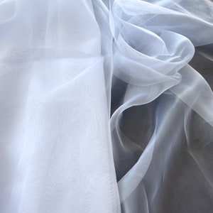 White Crystal Organza Fabric by the Yard, White Sheer Organza See Through Fabric for bridal dress, ribbons, wedding and baby shower decor