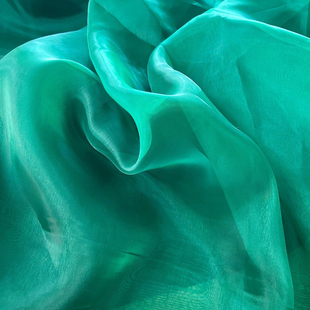 Emerald Green Sheer Organza Fabric by Yard, Lightweight, and Soft ...
