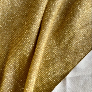 Gold Lurex Glitter Fabric, Gold Shimmer Fabric for Gown, Stretch Gold Glitter, Luxurious Fabric for Apparel, Shinny Gold Fabric for Decor