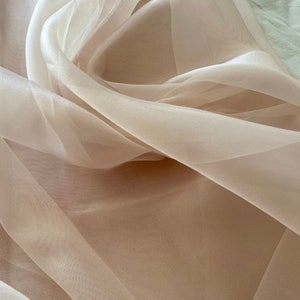 Cream Sheer Organza Fabric by YardLight Beige Organza,Lightweight and Soft Fabric,Organza Fabric for Wedding Gowns, Veil, Apparel, Backdrop image 4