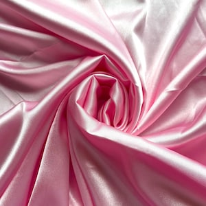 Light Pink Stretch Silk Charmeuse, Fabric by Yard, Baby Pink Satin fabric 60&#39;&#39; Wide, Luxurious Charmeuse for Bridal, Silk fabric for Gowns